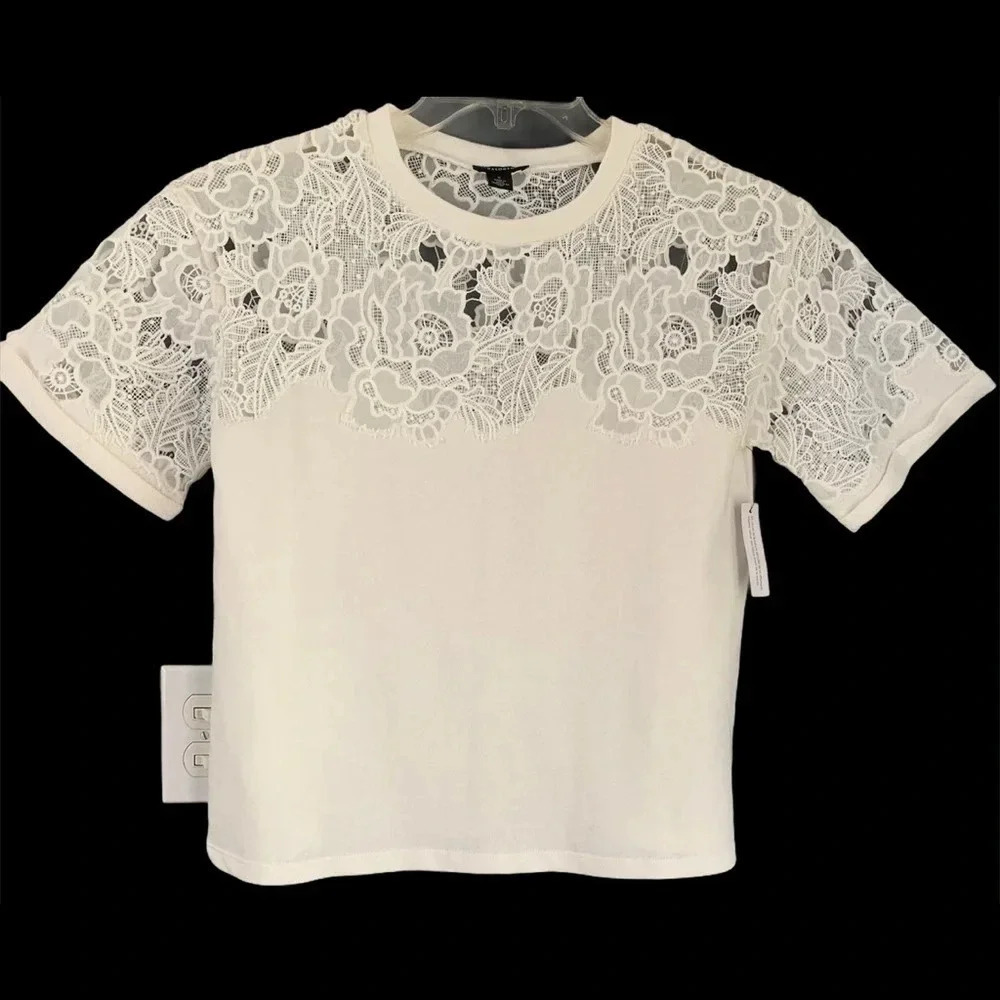 **NEW Halogen Crochet/Lace Yolk Top